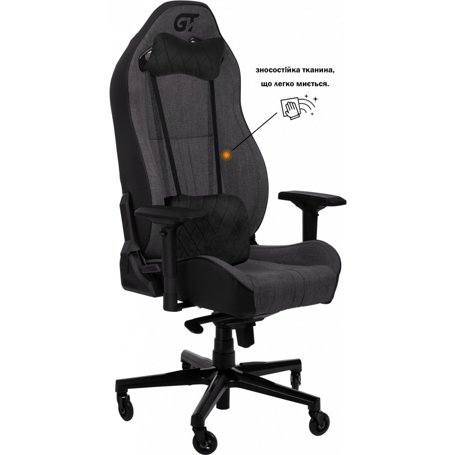Кресло GT RACER X-8009 Fabric Dark Gray/Black Вторичный цвет черный