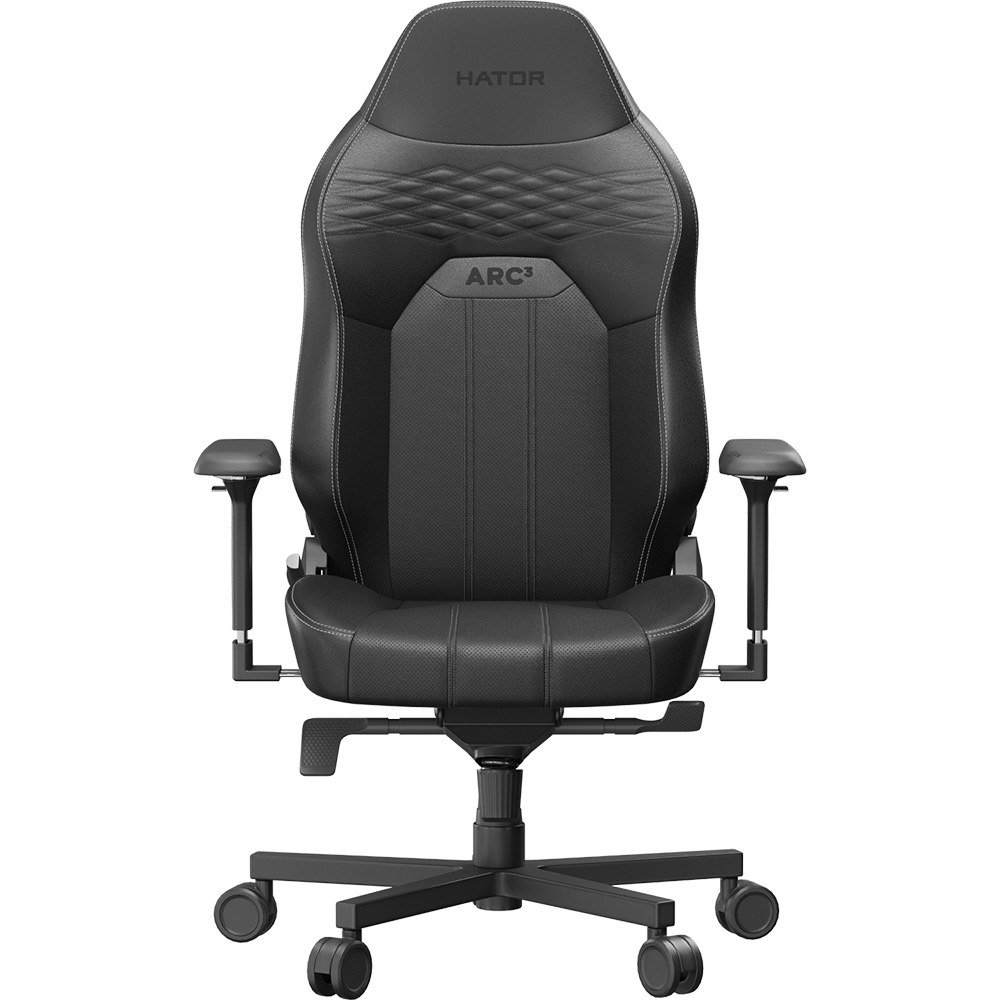 Крісло HATOR Arc 3L PU Black (HTC3400L) Додатково 4D підлокітники, кут нахилу спинки 170 °, підголовна подушка з магнітним кріпленням, наповнена піною з ефектом пам'яті, магнітна подушка поперекової підтримки