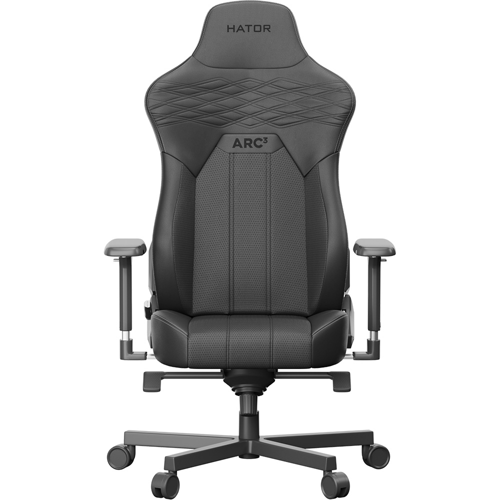 Крісло HATOR Arc 3 XL PU Black (HTC3400XL) Додатково 4D підлокітники, кут нахилу спинки 170 °, підголовна подушка з магнітним кріпленням, наповнена піною з ефектом пам'яті, магнітна подушка поперекової підтримки