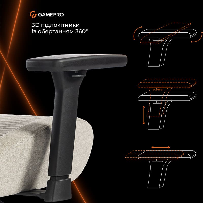 Изображение Кресло GAMEPRO GC760LG Light Grey Fabric