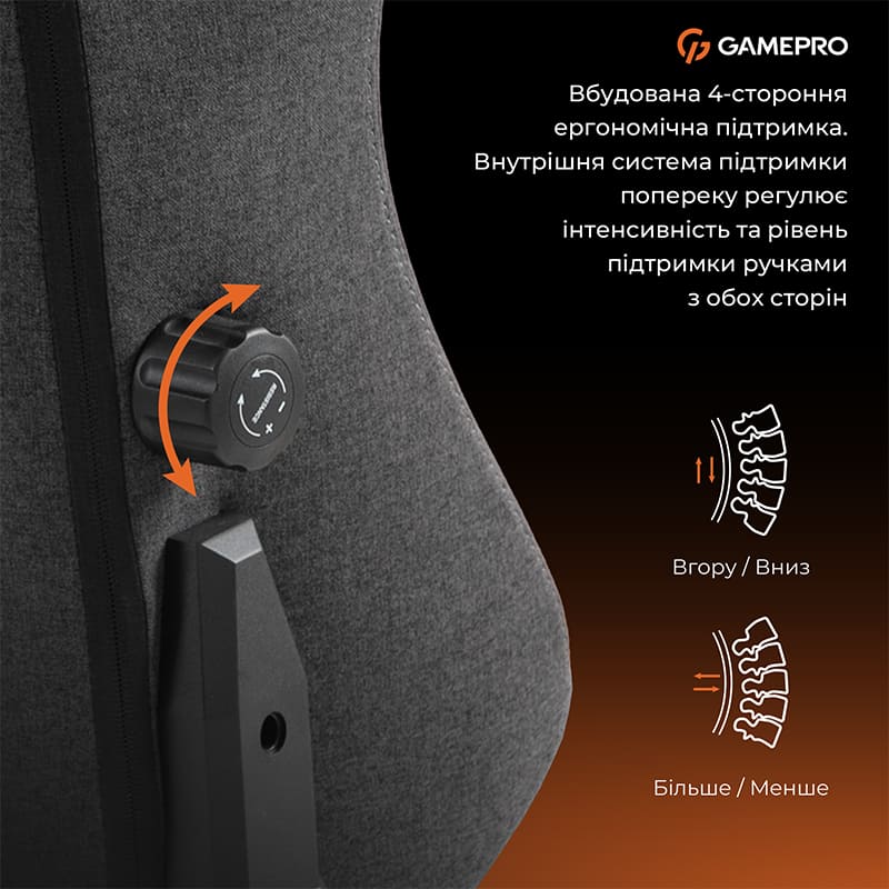 Фото 14 Крісло GAMEPRO GC775DG Dark Grey Fabric
