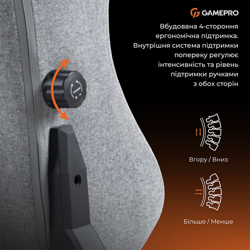 Фото 14 Крісло GAMEPRO GC775G Grey Fabric