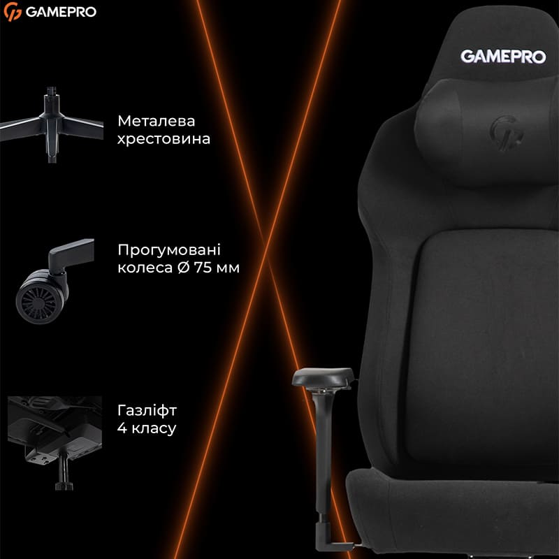 Фото 17 Крісло GAMEPRO GC925B Black Fabric