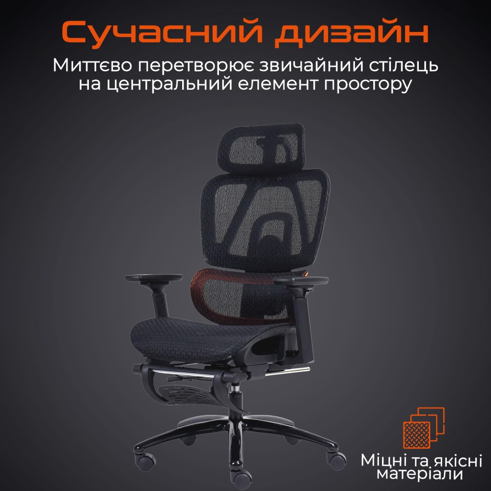 Кресло MEETION MT-CHR32-A Дополнительно Ширина подлокотников: 65 см; Оснащено профессиональным газлифтом с 3 классом прочности; Механизм наклона до 126°; Интегрированная подставка для ног; 19-опорная основа