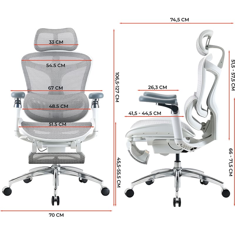 Внешний вид Кресло SIHOO DORO C300 Pro Mesh White (DORO-C300-PRO-M102-JT)