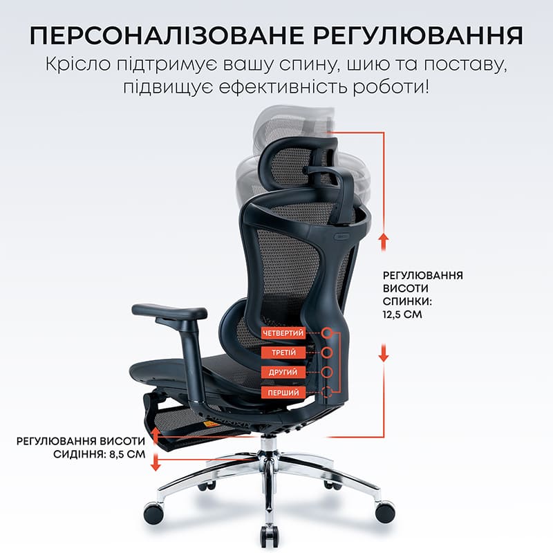 У Фокстрот Крісло SIHOO DORO C300L Mesh Black (DORO-C300L-A3-101-JT)