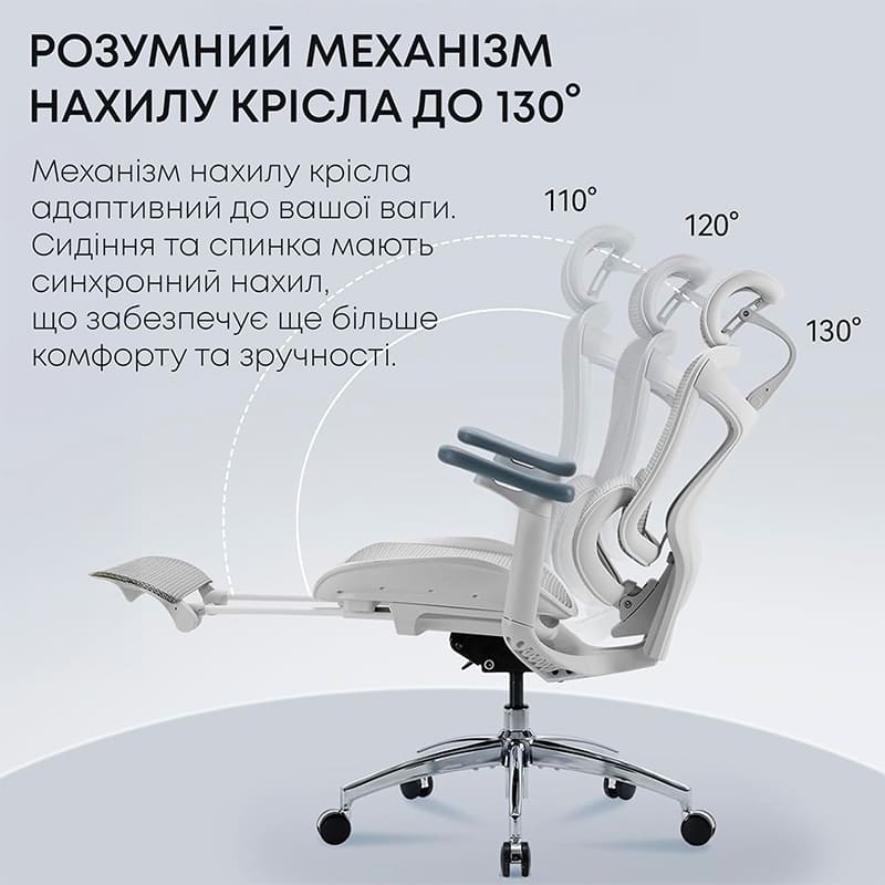 Зображення Крісло SIHOO DORO C300L Mesh White (DORO-C300L-A3-102-JT)