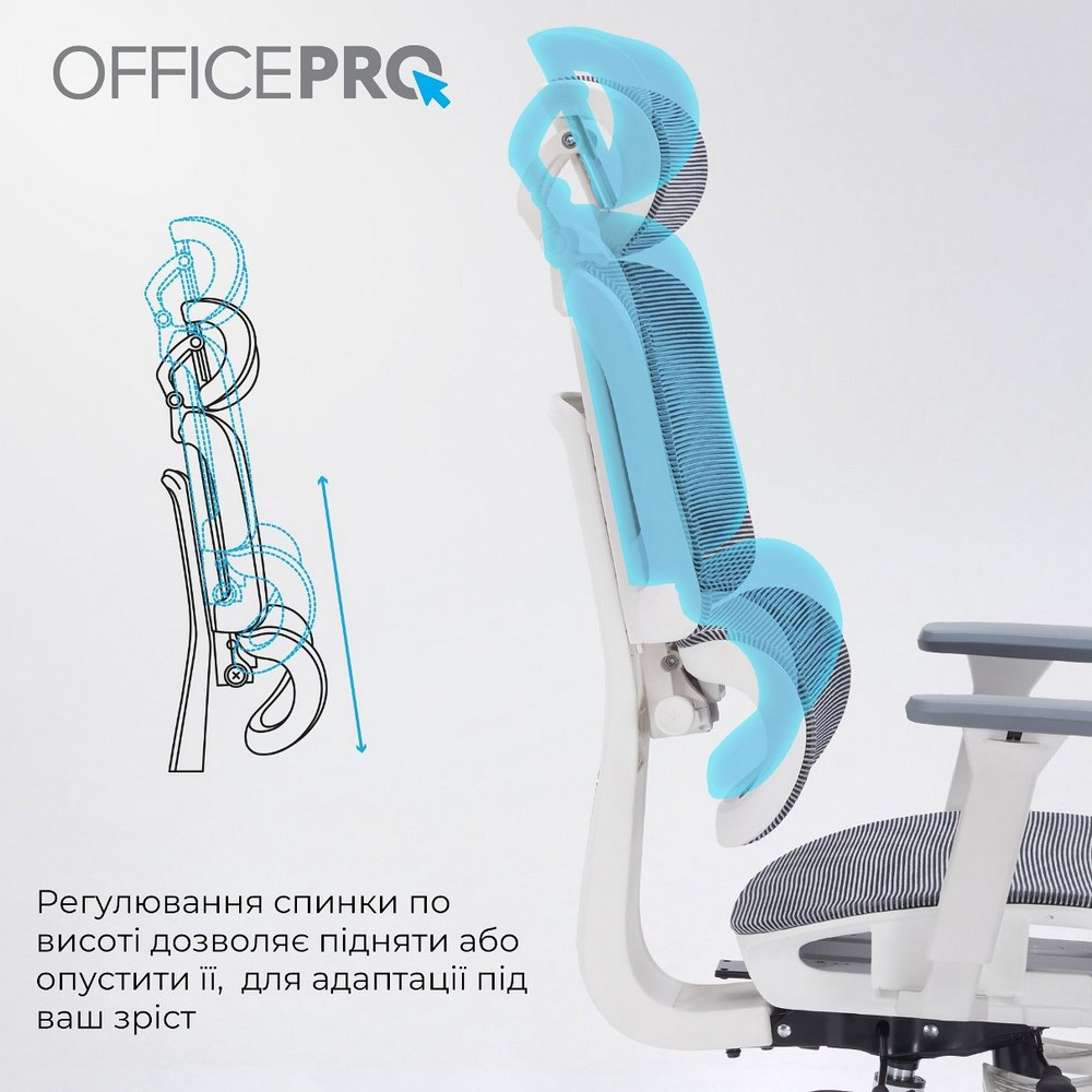 Зображення Крісло OFFICEPRO Skyline Footrest OC750 White/Dark Gray (OC750-W-DG-DG)