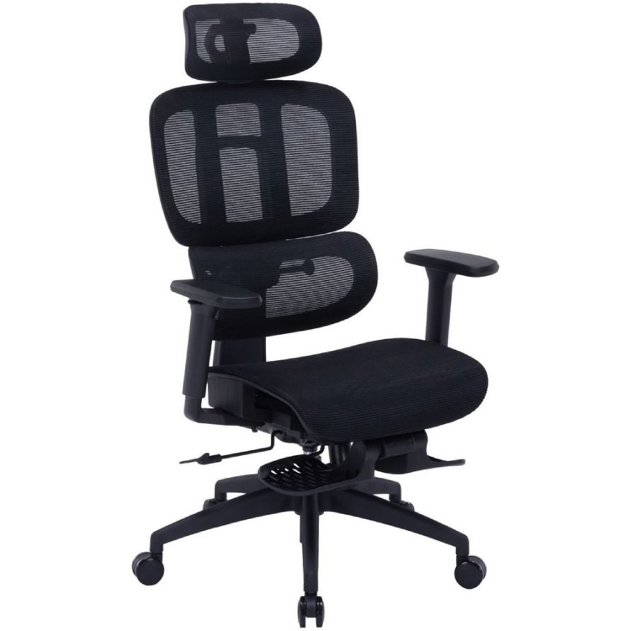 Крісло OFFICEPRO Skyline Footrest OC750-B-B-B Black Додатково висувна підставка для ніг (footrest) для додаткового комфорту; поворотний механізм на 360 °