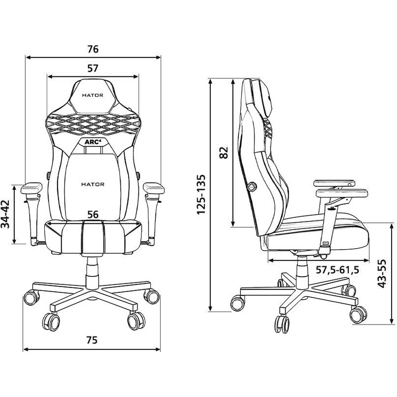 Фото 21 Кресло HATOR Arc 4 XXL Velour Black (HTC4440XXL)