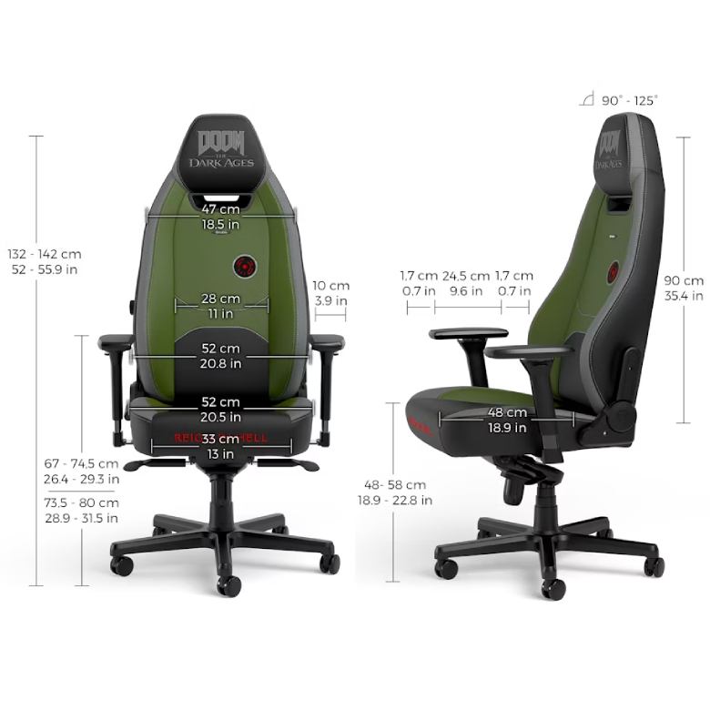 Внешний вид Кресло NOBLECHAIRS LEGEND DOOM the Dark Ages Green (NBL-LGD-PU-DDA)