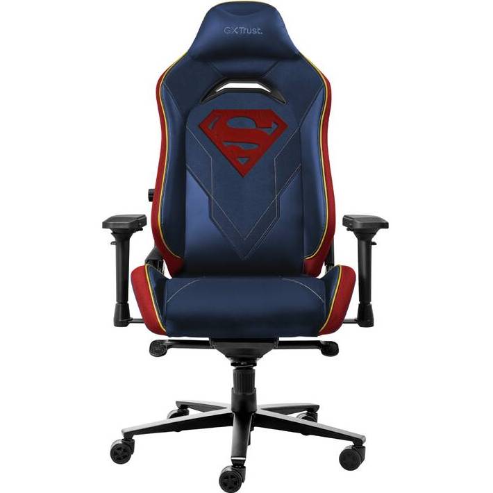 Крісло Trust GXT721SM Ruya Pro Superman Edition Blue (25742_TRUST) Додатково Інтегрована подушка під голову; обертання на 360; зносостійкі подвійні коліщатка; бічна підтримка спини; поперекова підтримка; блокування нахилу; надтовсте сидіння з формованої піни; газліфт: 4 клас.