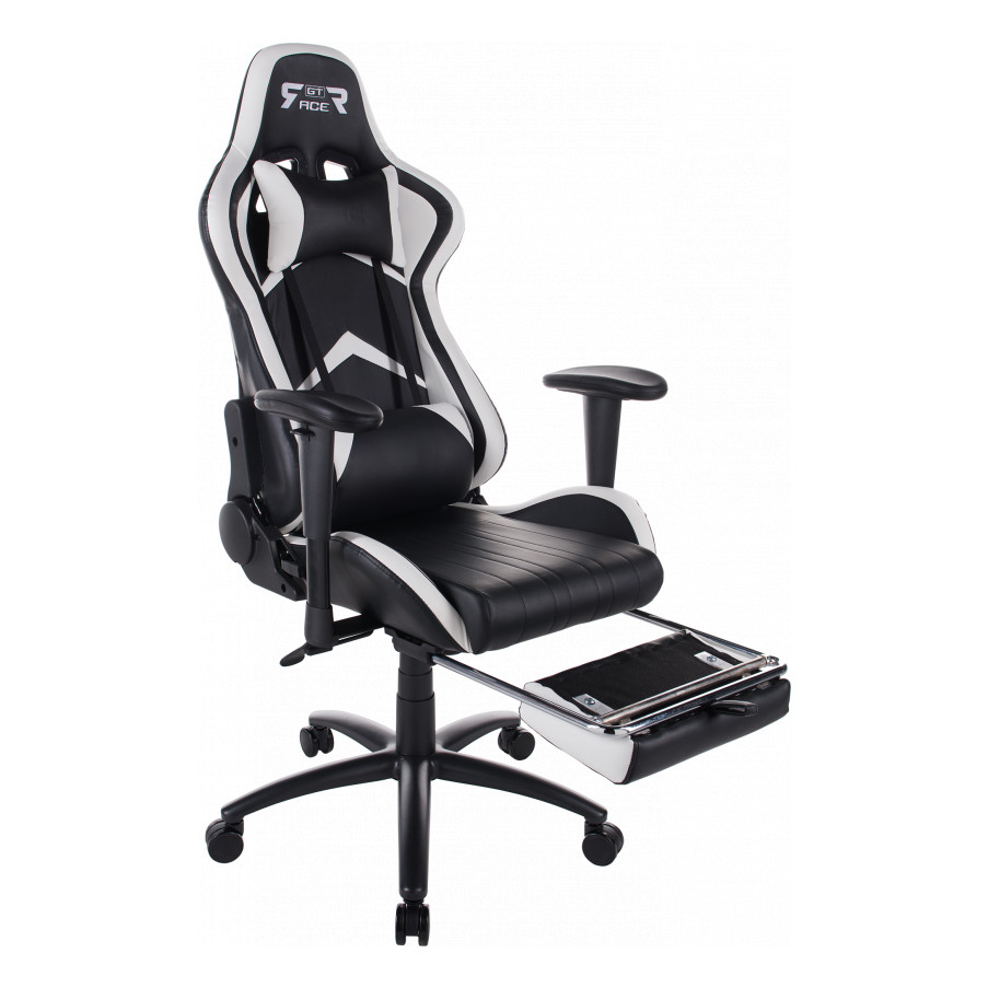 Крісло GT RACER X-2534-F Black/White Матеріал оббивки шкірозамінник