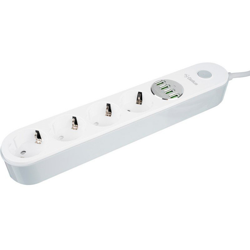 Мережевий фільтр GELIUS Pro G-Power 4 розетки + 4xUSB 2м 10А White (GP-PS-001) Тип розеток євророзетка із заземленням (Тип F)