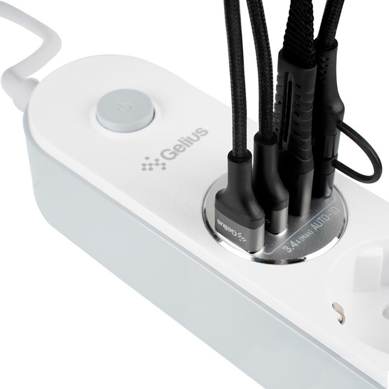 Фото Мережевий фільтр GELIUS Pro G-Power 4 розетки + 4xUSB 2м 10А White (GP-PS-001)