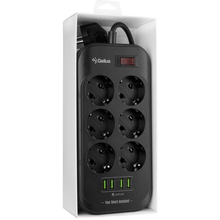 Сетевой фильтр GELIUS U-Power 6 розеток + 4 USB 2м 10A Black (GP-PS-002)