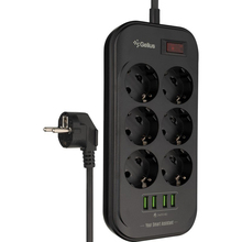 Сетевой фильтр GELIUS U-Power 6 розеток + 4 USB 2м 10A Black (GP-PS-002)