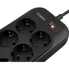 Сетевой фильтр GELIUS U-Power 6 розеток + 4 USB 2м 10A Black (GP-PS-002)