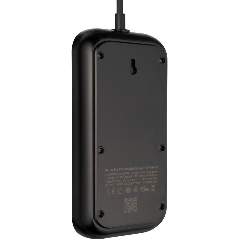 Сетевой фильтр GELIUS U-Power 6 розеток + 4 USB 2м 10A Black (GP-PS-002) Тип вилки евровилка с заземлением (Тип F) 