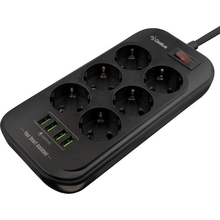 Сетевой фильтр GELIUS U-Power 6 розеток + 4 USB 2м 10A Black (GP-PS-002)
