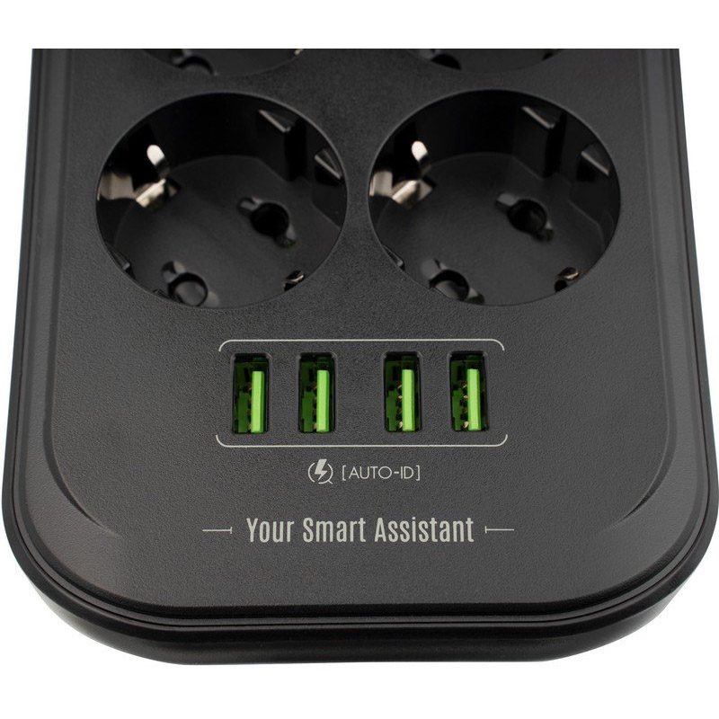 Фото Сетевой фильтр GELIUS U-Power 6 розеток + 4 USB 2м 10A Black (GP-PS-002)