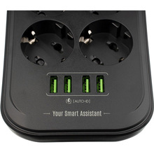 Сетевой фильтр GELIUS U-Power 6 розеток + 4 USB 2м 10A Black (GP-PS-002)