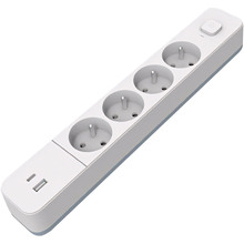 Мережевий фільтр EUROELECTRIC Х4 4 розетки + 2xUSB 2м 10А 3х1.0мм2 White (EE-104USB/C-2M)