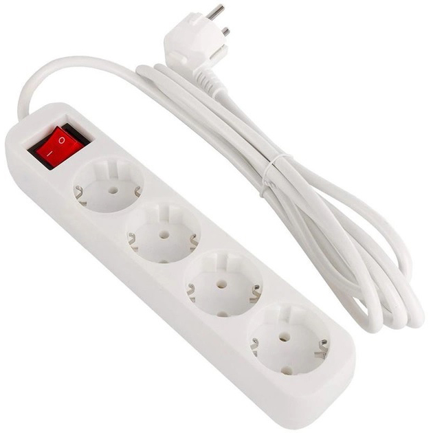 Сетевой фильтр COLORWAY 4 розетки 2м 10А 3х1.0мм2 White (CW-PSEA42W) Тип вилки евровилка с заземлением (Тип F) 