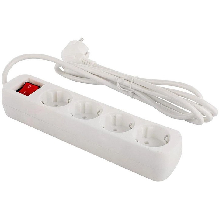 Сетевой фильтр COLORWAY 4 розетки 2м 10А 3х1.0мм2 White (CW-PSEA42W)