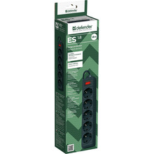 Сетевой фильтр DEFENDER ES 5 розеток 1.8м 10А 3x1.0мм2 Black (994840)