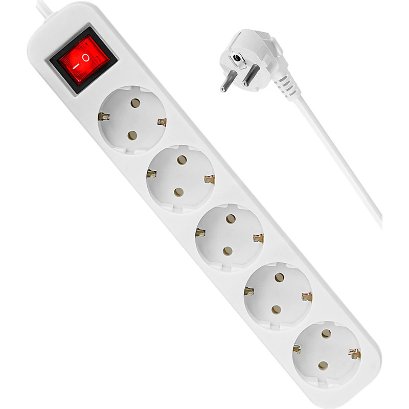 Удлинитель DEFENDER S518 5 розеток 1.8м 10А 3x1.0мм2 White (992410) Тип розеток евророзетка с заземлением (Тип F)