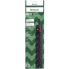 Мережевий фільтр DEFENDER DFS 155 6 розеток 5м 10А 3x1.0мм2 Black (994960)