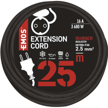 Удлинитель EMOS 1 розетка 25м 16А 3х2.5мм2 Black (P01825R)