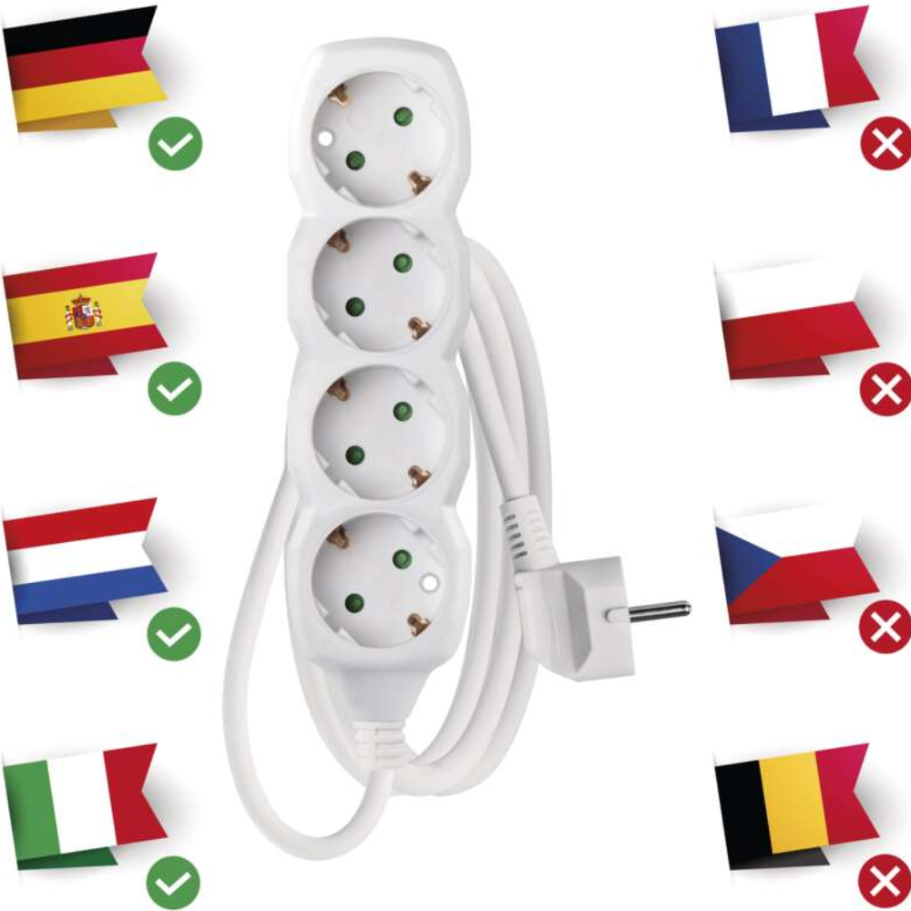 Подовжувач EMOS 4 розетки 5м 16А 3x1.5мм2 White (P0425R) Тип розеток євророзетка із заземленням (Тип F)
