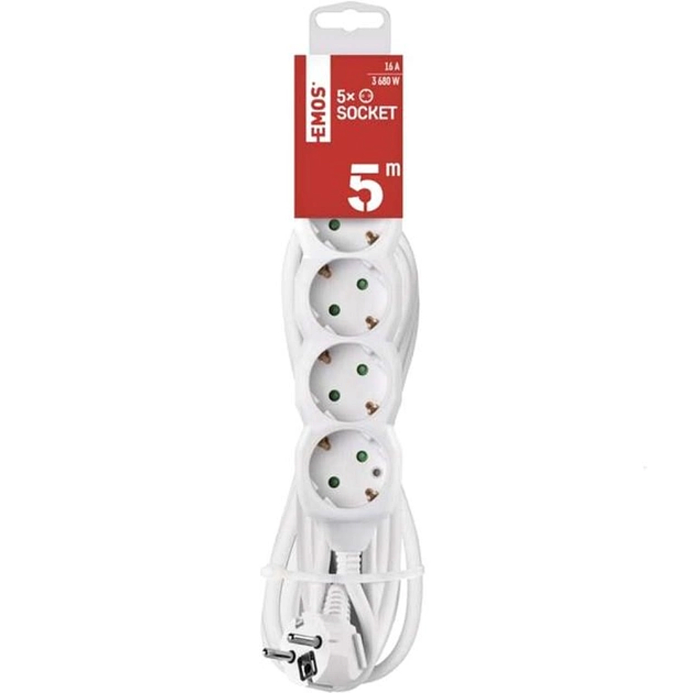Подовжувач Emos 5 розеток 5м 16А 3х1.5мм2 White (P0525R) Тип подовжувач