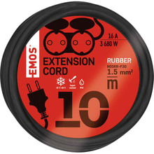 Подовжувач EMOS 2 розетки 10м 16A 3x1.5мм2 Black (P0701)