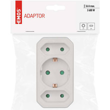 Розгалужувач EMOS 3 розетки 16А White (P00272)