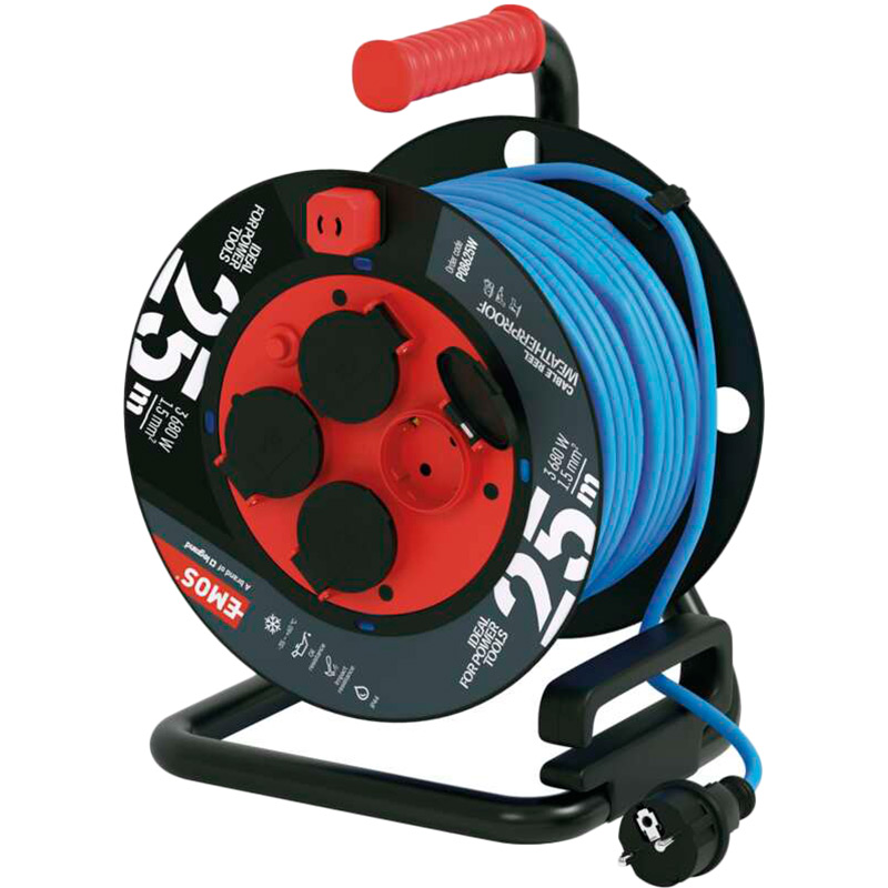 Удлинитель Emos P08625W 4 розетки 25м 16А 1.5мм2 Blue (P08625W)