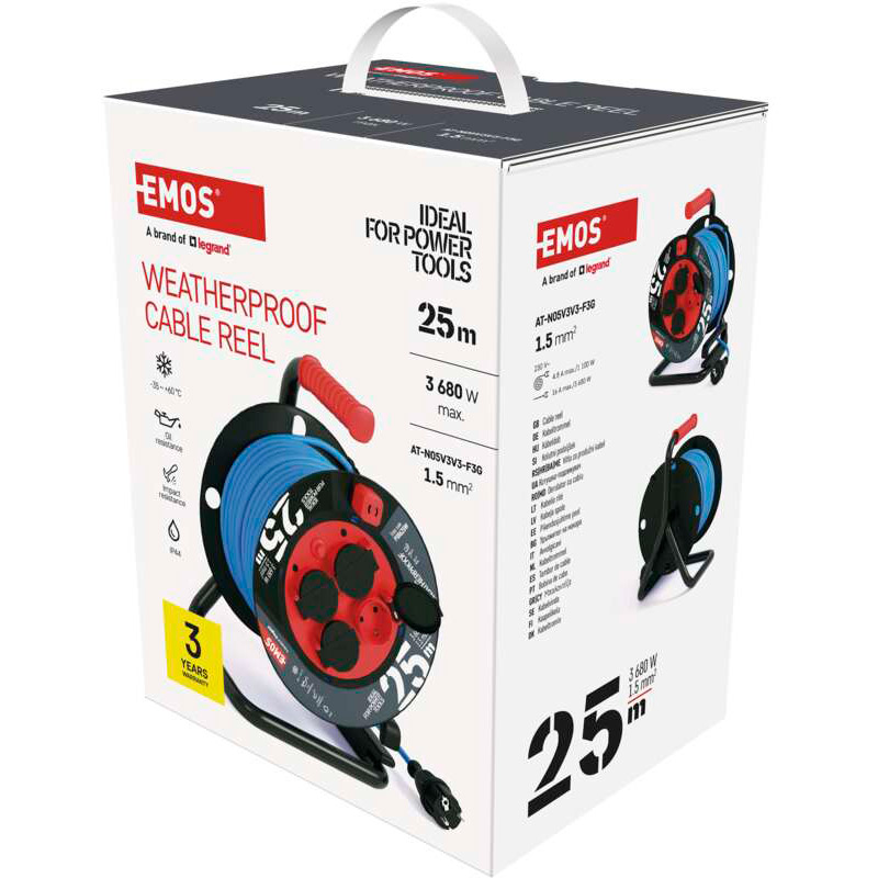 Внешний вид Удлинитель Emos P08625W 4 розетки 25м 16А 1.5мм2 Blue (P08625W)