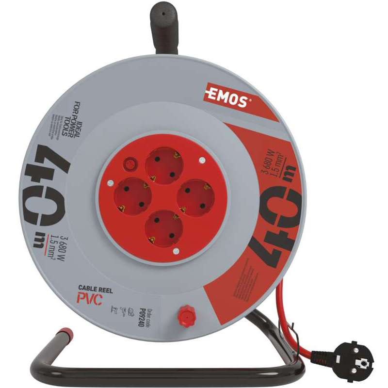 Подовжувач EMOS 4 розетки 40м 16А 3x1, 5мм2 Red (P09240) Тип подовжувач
