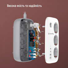 Сетевой фильтр COLORWAY GaN3 Pro PD 3 розетки + 4xUSB 2м 16А White (CW-CHE34PDW)