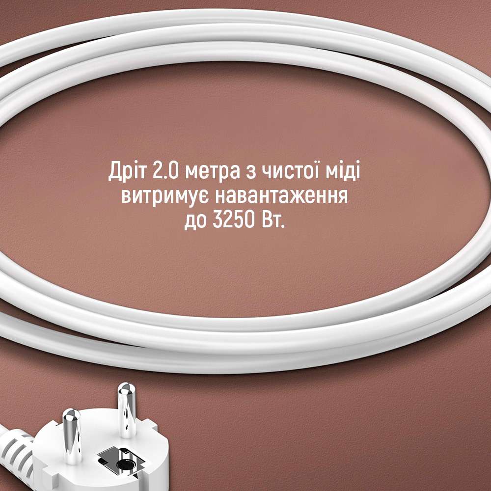 Фото 15 Сетевой фильтр COLORWAY GaN3 Pro PD 3 розетки + 4xUSB 2м 16А White (CW-CHE34PDW)