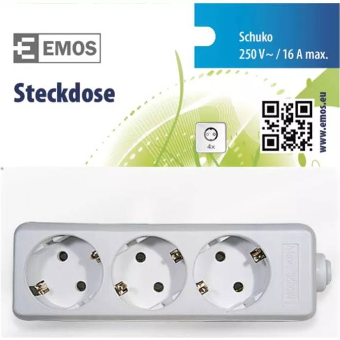 Колодка для удлинителя EMOS P0320 3 розетки 16А White (P0320) Тип колодки для удлинителей