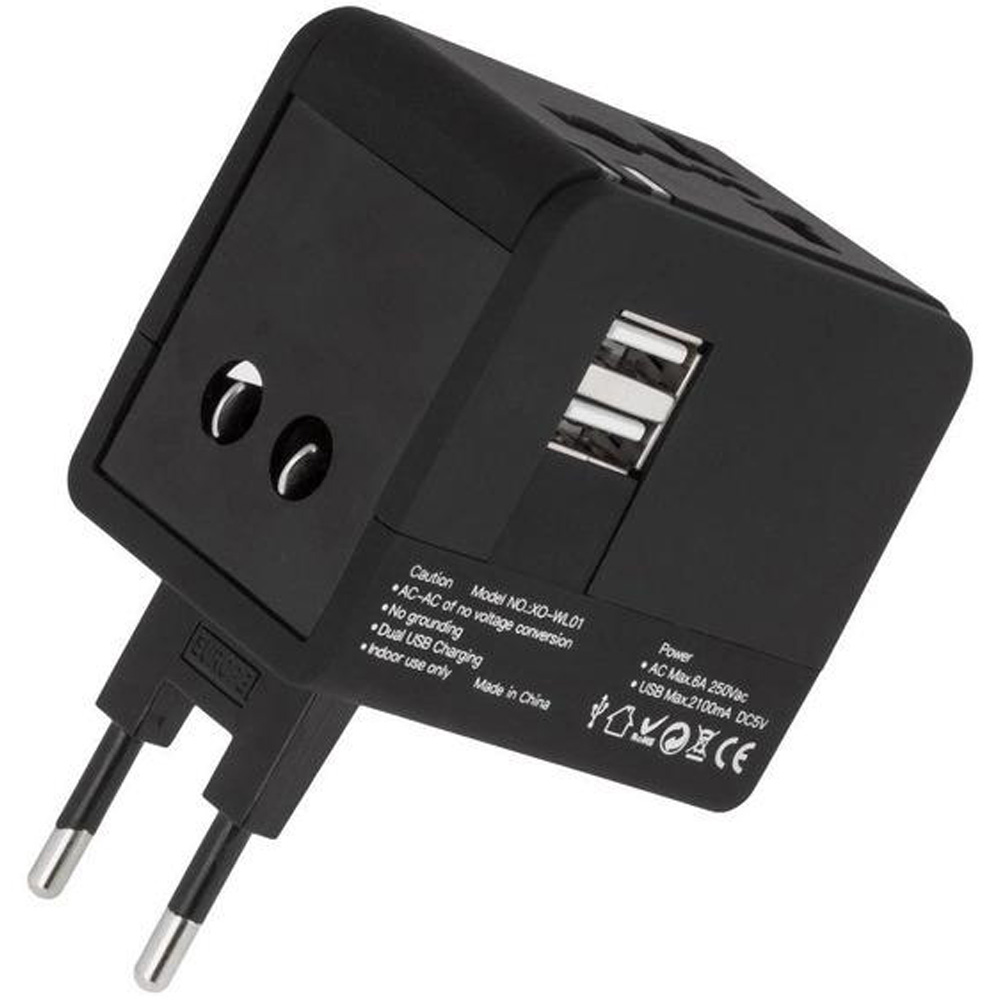 Перехідник XO Adapter EU-US-UK 1 розетка 2,4 Black (XO-WL-01-BK) Перехідник XO Adapter EU-US-UK 1 розетка 2,4 Black (XO-WL-01-BK)