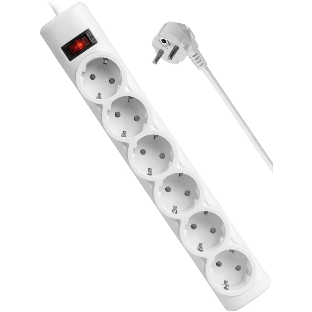 Мережевий фільтр DEFENDER DFS 155 6 розеток 5м 10А 3x1.0мм2 White (994930) Тип розеток євророзетка із заземленням (Тип F)