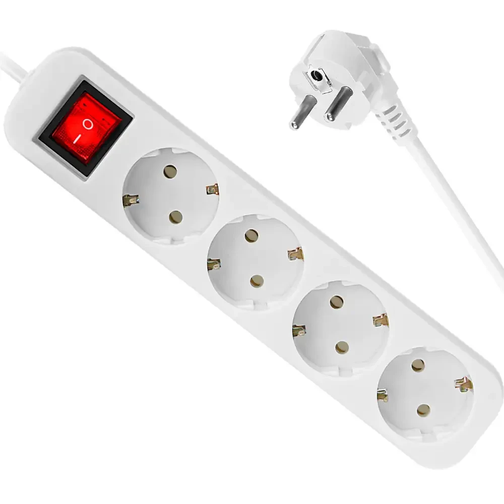 Удлинитель DEFENDER S418 4 розетки 1.8м 10А 3x1.0мм2 White (992370) Тип розеток евророзетка с заземлением (Тип F)