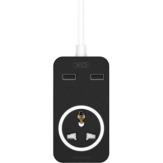 Удлинитель XO 1 розетка + 2xUSB 1.8м 10A Black (WL03)