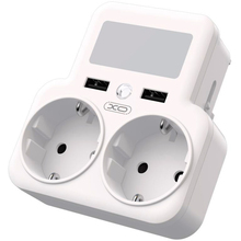 Розгалужувач XO 2 розетки + 2xUSB 2.4А White (WL09)