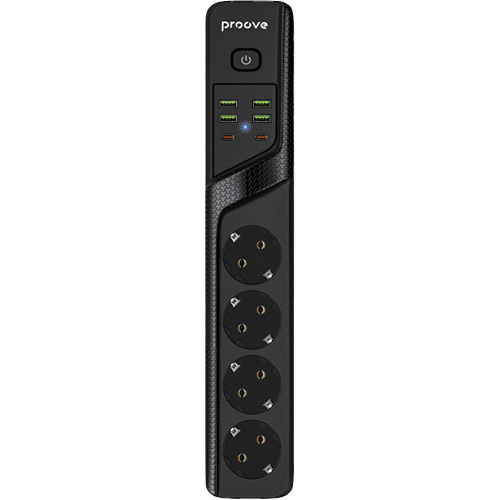 Мережевий фільтр PROOVE Power Socket P-04 4 розетки + 4 USB + 2 Type-C 2м 10A Black (39684black)