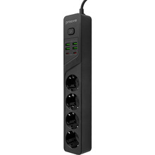 Сетевой фильтр PROOVE Power Socket P-04 4 розетки + 4 USB + 2 Type-C 2м 10A Black (39684black)